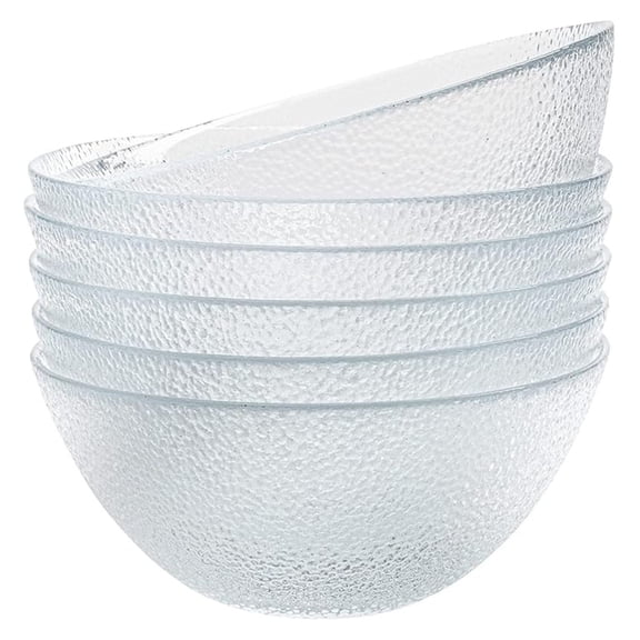 Soup Bowls 6.5 Inch, Glass Salad Bowls Set of 6, Textured Glass Bowls Dishwasher Safe for Cereal, Soup, Dessert, Modern Dinnerware