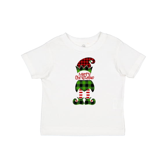 Inktastic Merry Christmas Elf in Red and Green Plaid Boys or Girls Baby T-Shirt