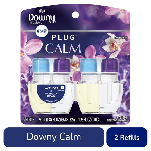 Febreze Plug In Air Freshener Odor-Fighting Scented Oil Refill Downy Calm Scent 2 ct - Pack of 1