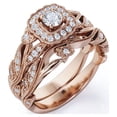 thumbnail image 1 of JeenMata Anillo de Filigrana de Diamantes Eduardianos con Diamantes Redondos Estilo Art Déco, Anillo de Bodas Engastado en Oro Rosa de 10 K, 1 of 6