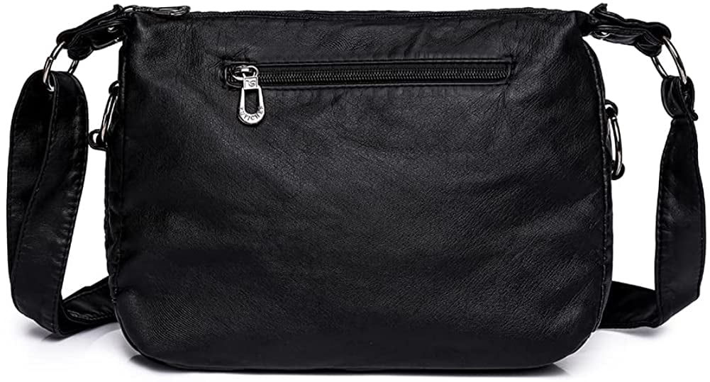 Soft Leather Crossbody Purse for Women Pocketbooks Waterproof Shoulder Bag Ladies Multi Pocket Crossbody Bag