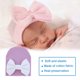 thumbnail image 4 of Minnieouse Gorros de bebé con lazo, gorros para recién nacidos, regalos de cumpleaños, accesorios cómodos para niños pequeños, suministros de Sombreros morado claroblanconudo Minnieouse AP009361-30B, 4 of 5