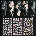 thumbnail image 7 of Flower Nail Art Sticker Decals 5D Exquisite Hollow Pattern Nail Art Supplies Self-Adhesive Embossed Nail Art Decoration White Pink Flower Leaf Design DIY Acrylic Nail Art 3 Sheet, 7 of 7