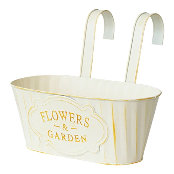 Metal Hanging Flower Pots for Railing Fence Railing Planter Balcony Countryside with Detachable Hooks for Garden Yard