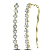 FB Jewels 10kt Yellow Gold Womens Round Diamond Climber Earrings 1/20 Cttw In Pave Setting (I1-I2 clarity; H-I color)