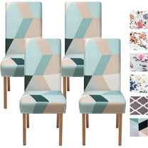 Dining Room Chair Covers Set of 4, Stretch Printed Kitchen Chair Covers, Washable Removable Parson Chair Cover for Dining Room, Restaurant, Ceremony, Universal Size