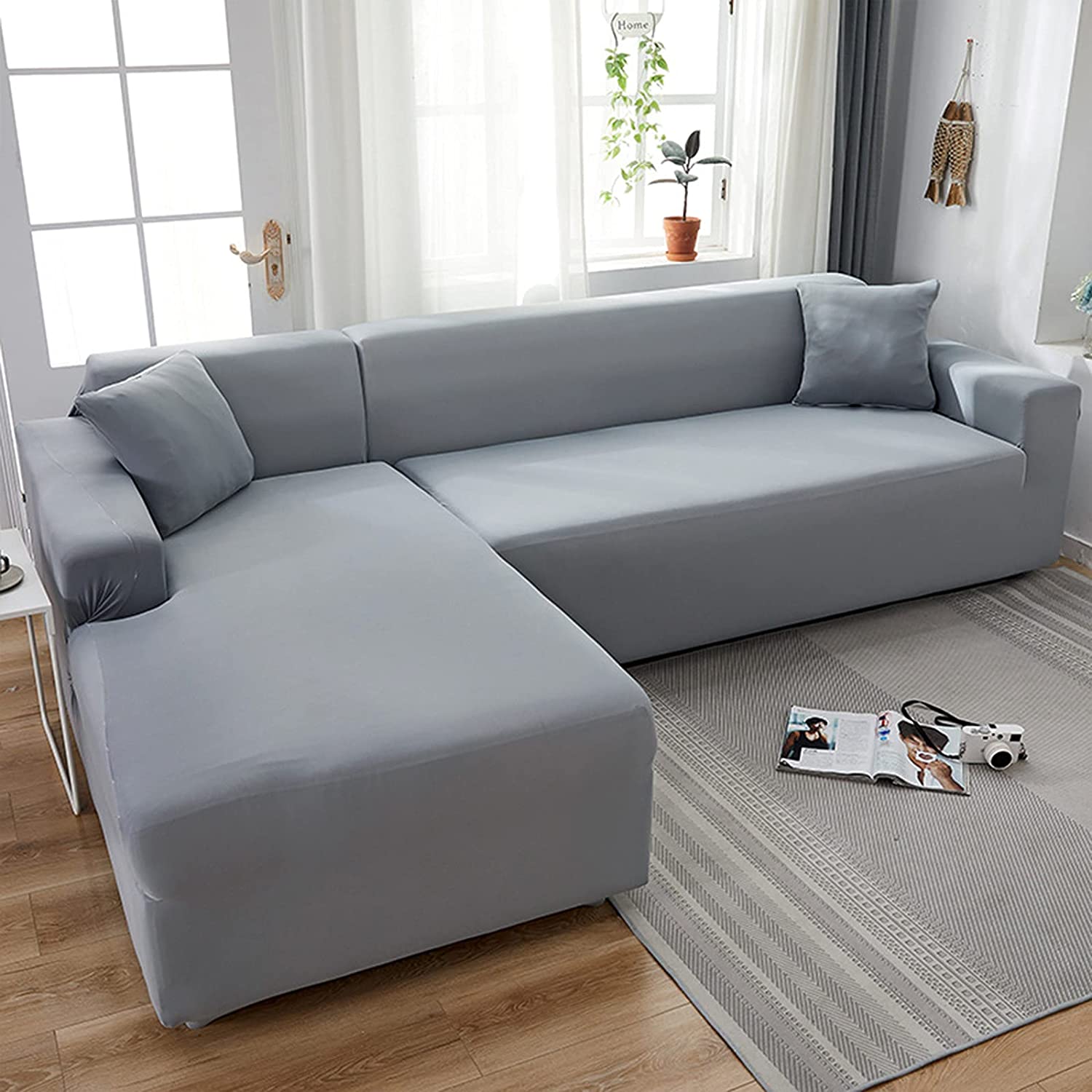 Couch Covers for Sectional Sofa L Shape, Spandex Non Slip Sofa Covers,Pet  Couch Covers for Furniture,for Living Room Dog Pet Furniture  Protector,Machine Washable,A,2 seat (145~180cm)