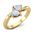 thumbnail image 2 of 4X3mm Pear Moonstone June Birthstone 925 Sterling Silver Gold Vemreil Two Stone Women Valentines Day Gifts Ring, 2 of 3