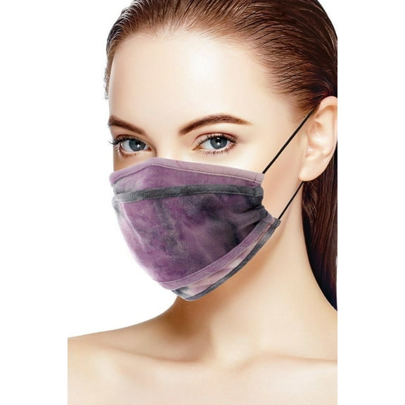 Tie Dye Trifold Reusable Face Mask Purple/Black