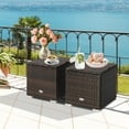 thumbnail image 2 of Costway 2PCS Patio Rattan Ottomans Seat Side Table Storage Box Footstool W/Cushions Navy, 2 of 9