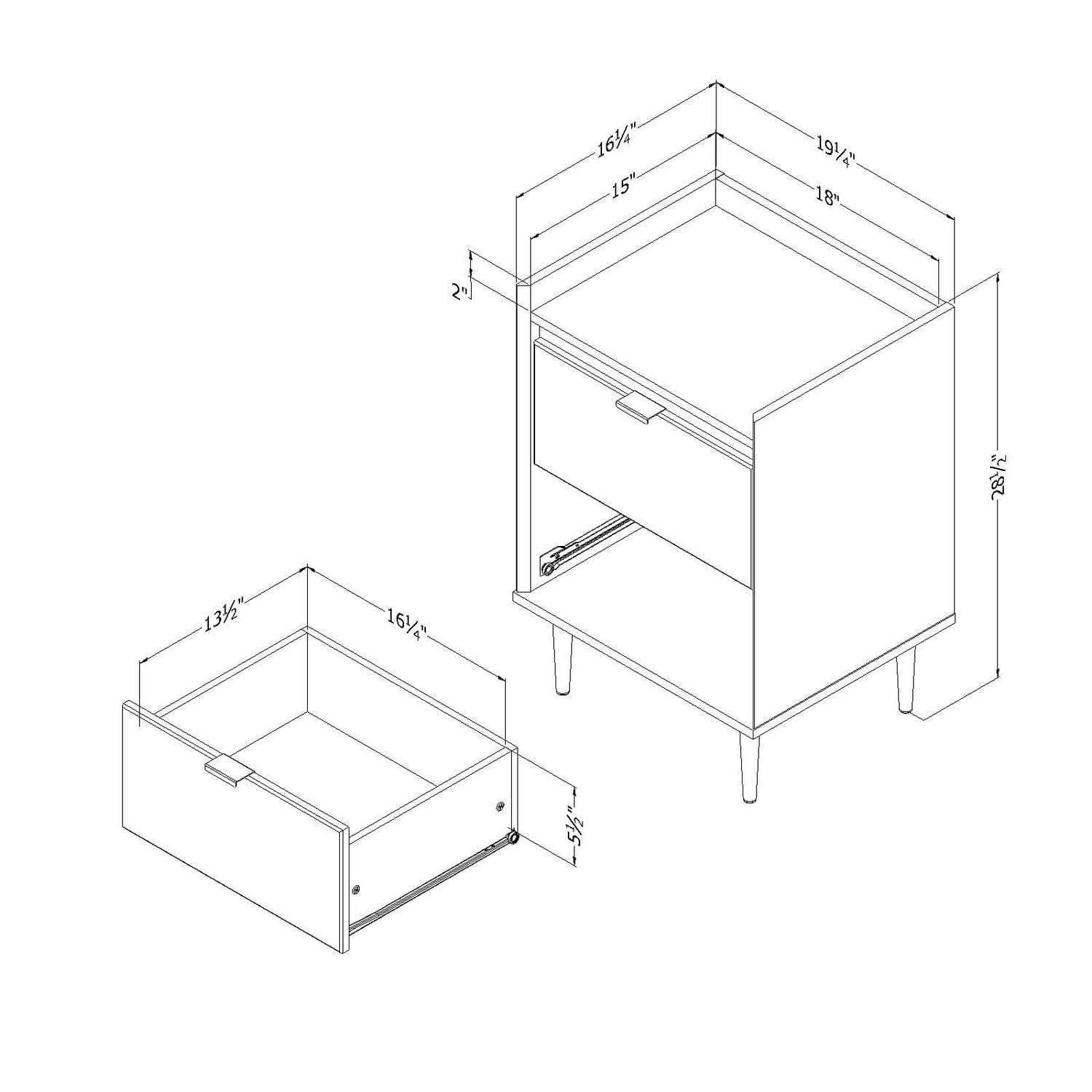 South Shore Hype 2-Drawer Nightstand for Adult, in Winter Oak
