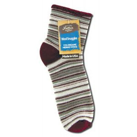- maggies functional organics 232575 wool wine stripe snuggle socks 10 - 13