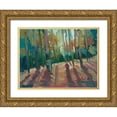 thumbnail image 1 of Trujillo, Jose 32x25 Gold Ornate Wood Framed with Double Matting Museum Art Print Titled - Backlit Woods, 1 of 4
