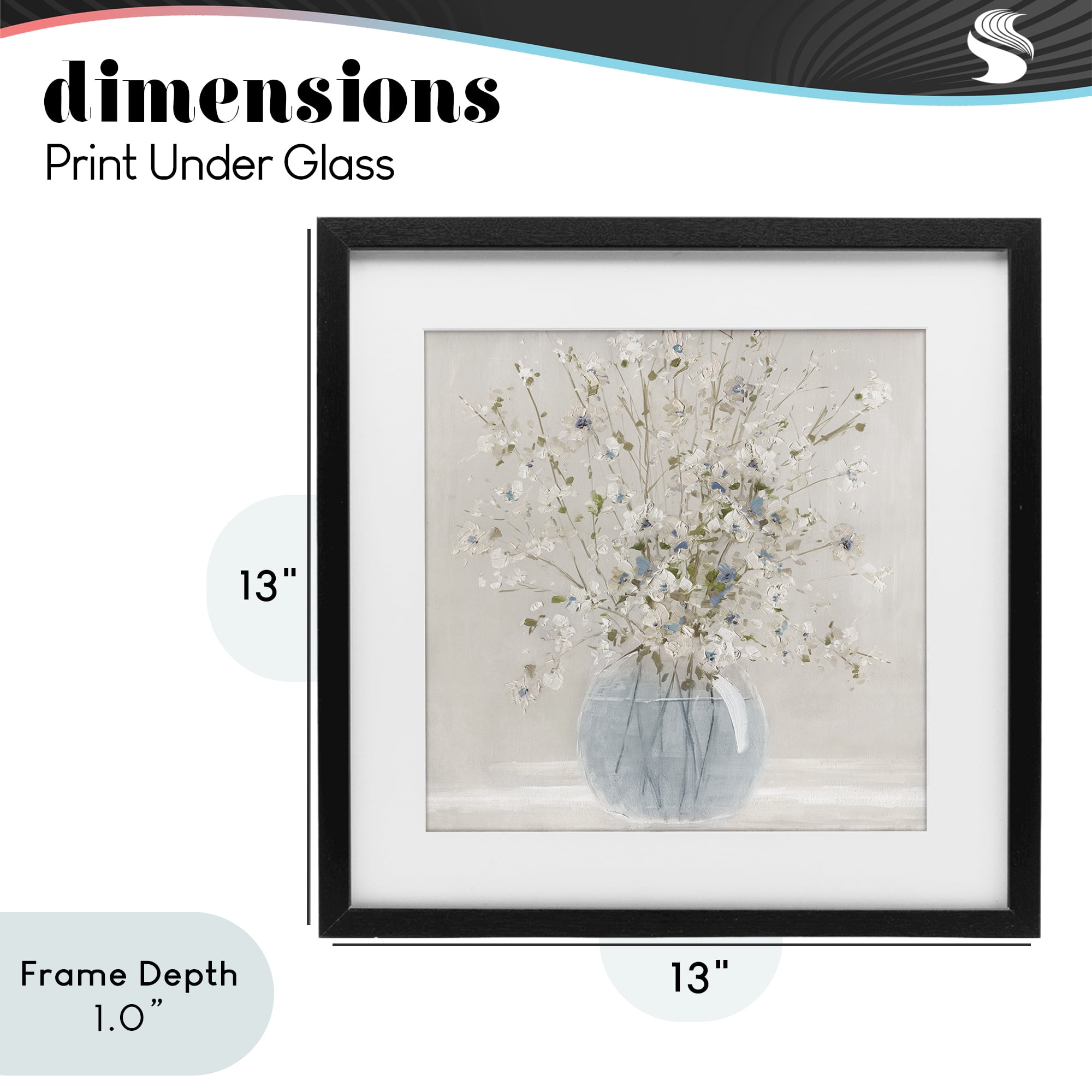 Stupell Industries Subtle Glass Vase Bouquet Black Framed Print Under Glass, design by Carol Robinson
