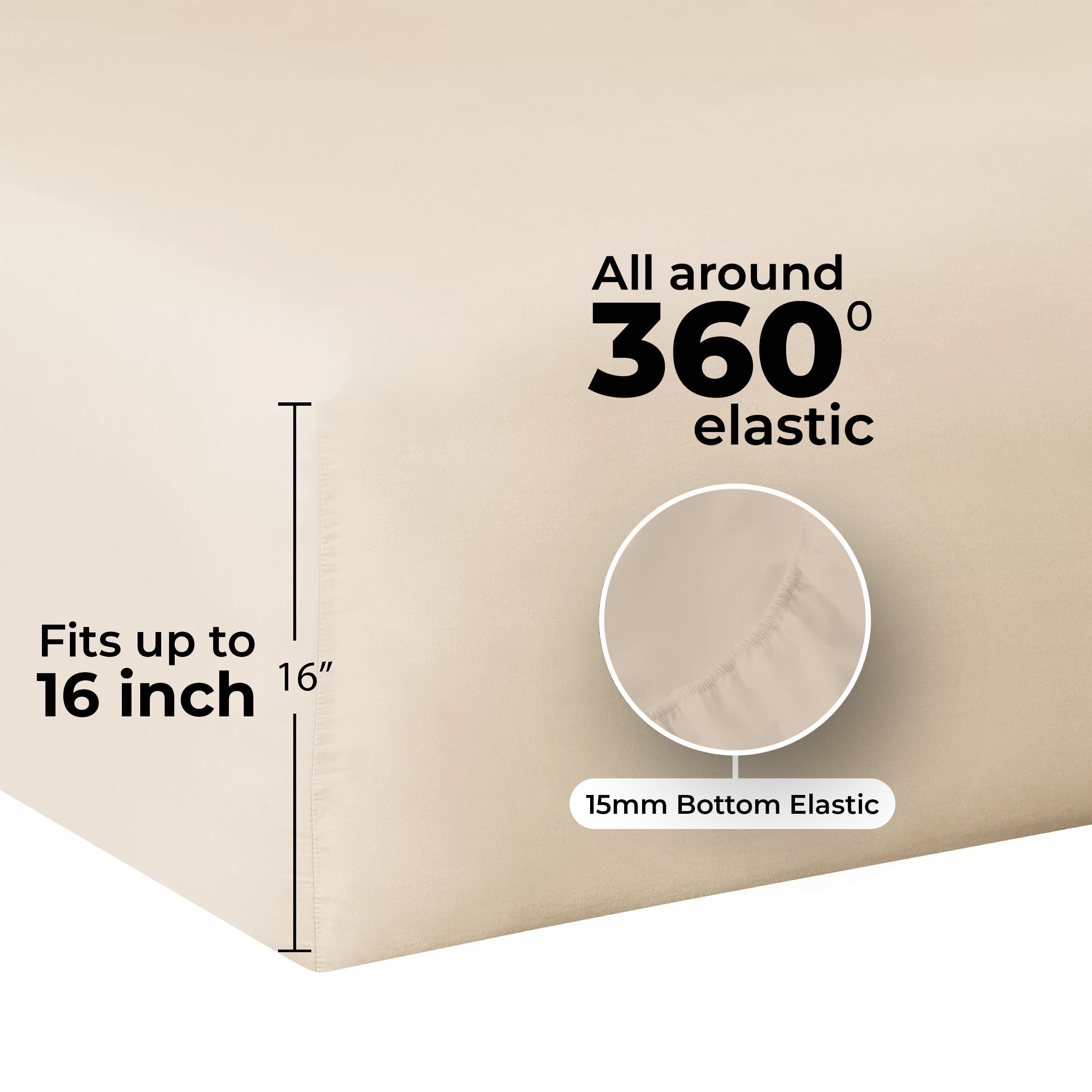 Mainstays 300 Thread Count Easy Care Percale Fitted Sheet, Papyrus Beige, Full