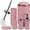 Pink, variant on CERBIOR Bathroom Accessories Set Bath Ensemble Includes Soap Dispenser, Toothbrush Holder, Toothbrush Cup, Soap Dish for Decorative Countertop and Housewarming Gift (Pink Spiricle)