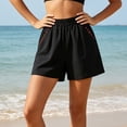 thumbnail image 4 of YanHoo Cotton Linen Shorts for Women Vintage Elastic Waist Loose Short Pants Casual Beach Vacation Shorts with Pockets, 4 of 8
