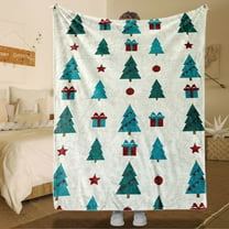 Nkmbld Christmas Fleece Throw Blanket Christmas Elements Printed Flannel Blanket, Surper Soft Warm Cozy Fall Blanket for Couch Sofa Bed