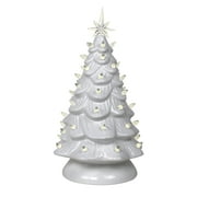 15in Pre-lit Hand-Painted Ceramic Tabletop Christmas Tree Holiday Decoration White Lights | Perfect Centerpiece for your Christmas Indoor Decorations