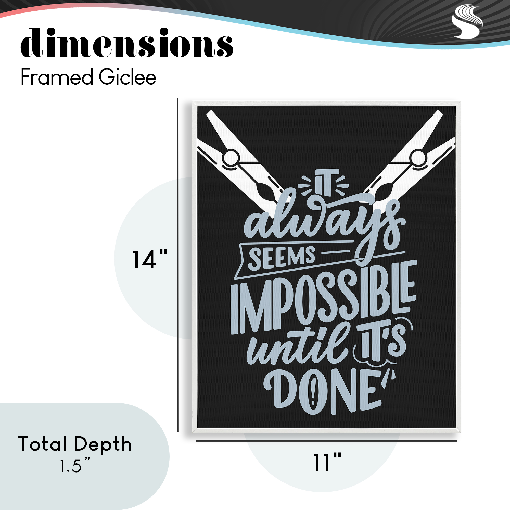 Impossible Until It's Done White Framed Giclee Art, design by Jesse Keith