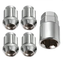 Worgeous Wheel Lock Nut Anti Theft for Car Silver Iron 4pcs Universal Fit with 1pc Sleeve