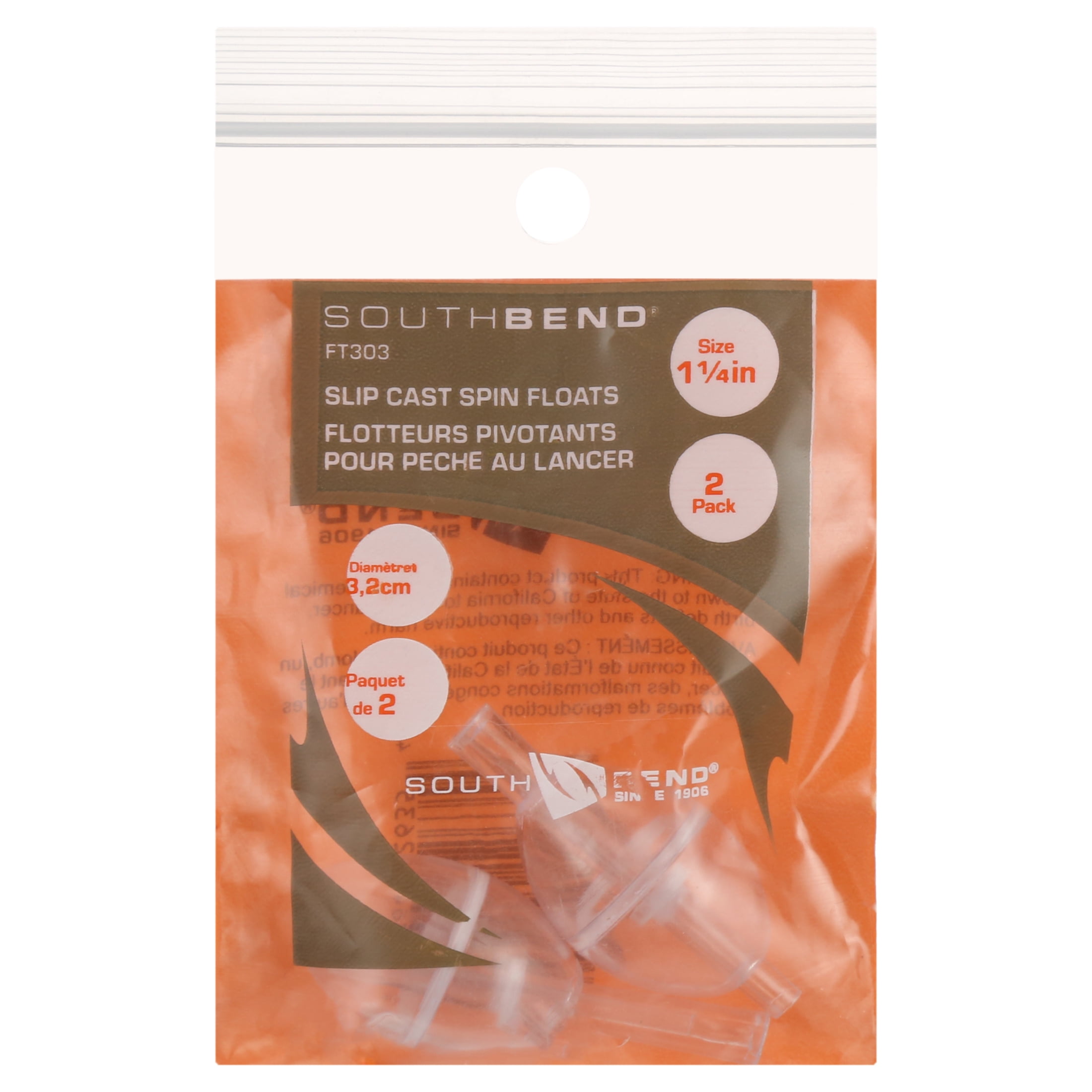 South bend slip cast 1-1/4" spin floats 2 ct bag