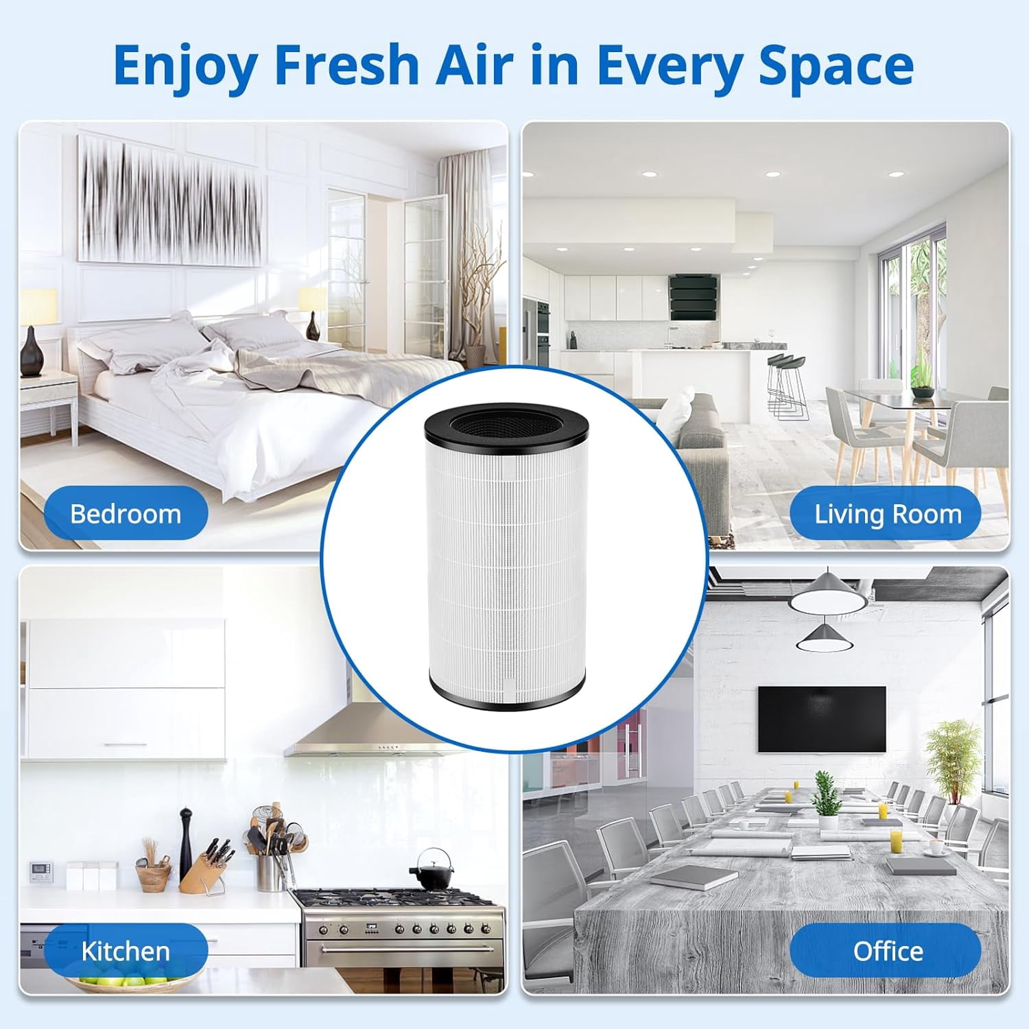 -PET35 Filter Compatible with TotalClean Purifier Models 5-in-1 -T30FL -T30WT -PET35FL -PET35-WT, 360 ° Filtration 5 Layers 3 in 1 HEPA Filter, 2 Pack