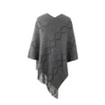thumbnail image 4 of Odeerbi Shawl Wraps for Women 2025 Fall Winter Poncho Open Front Cape Cardigan Trendy Hollow Out Stripe Tassel Cloak Tops Khaki, 4 of 4