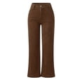thumbnail image 5 of felwors Women's Vintage Corduroy High Elastic Waist Wide Leg Pocketed Pants Trouser Brown, L, 5 of 6