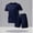 Dark Blue, variant on Men Casual Outfits Men Tshirt and Mens Short Solid Color Short Sleeve Crew Neck Elastic Waist Summer Regular Fit Oversized Jogging Track Suits Mens with Pockets S-XXL