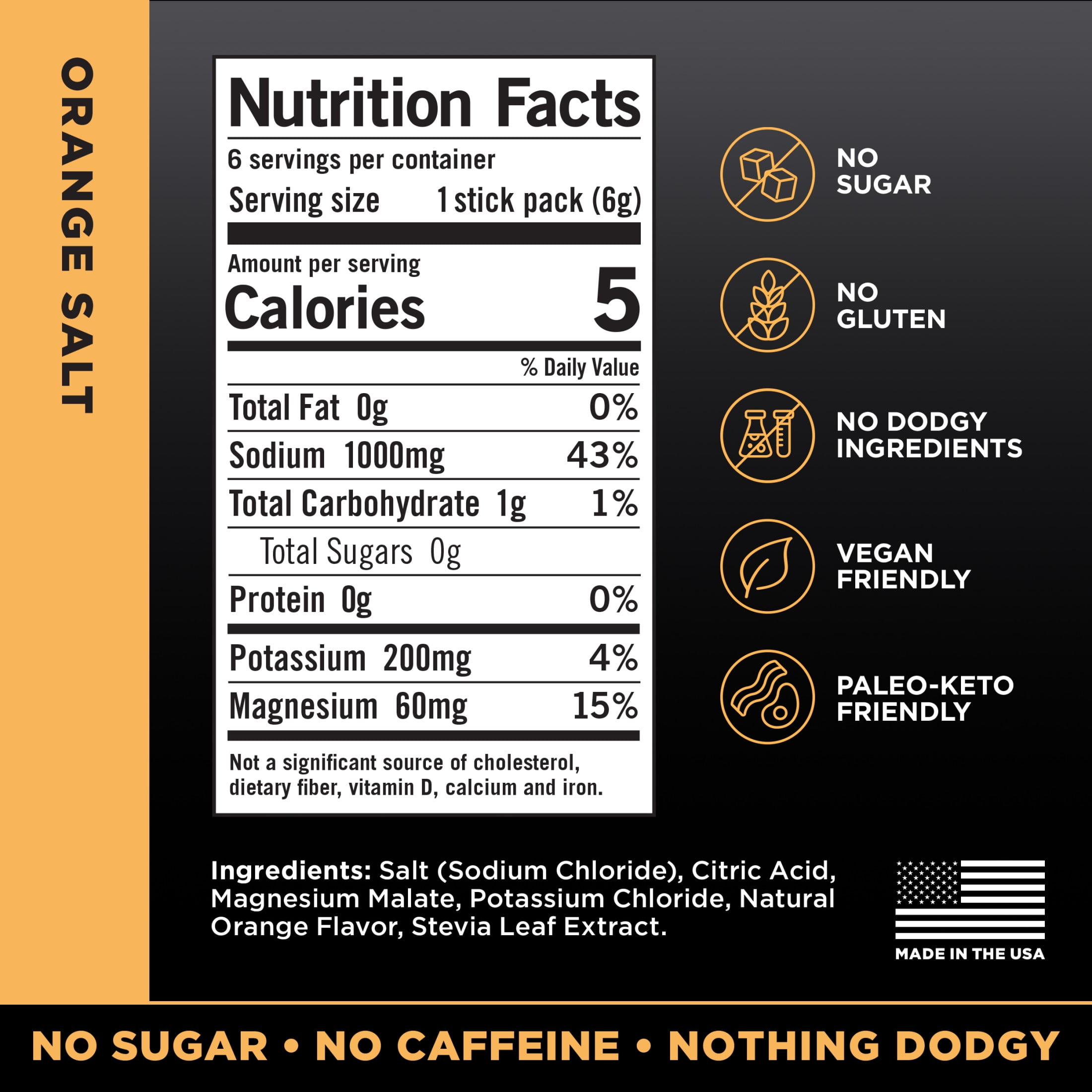 LMNT Zero Sugar Electrolyte Drink Mix - Orange - 6ct