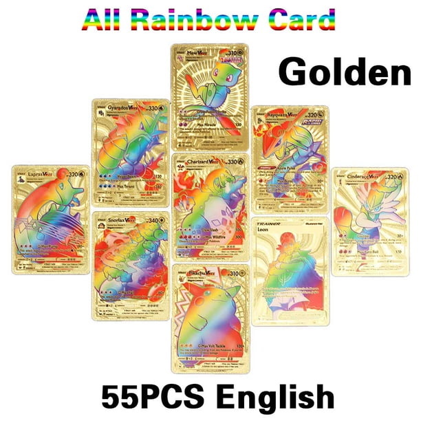 Tarjetas holográficas de Pokémon Vstar Vmax GX, letras en inglés con arcoíris, Brillantes, Charizard, regalo para niños, ASTROS Brillantes Fivean unisex