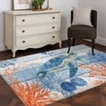 thumbnail image 3 of Sea Turtle Coastal Area Rugs 2.7'x5', Washable Small Throw Rugs for Kitchen Bedroom, Summer Beach Coral Nautical Blue Wood Indoor Outdoor Rug Non-Slip Low Pile Carpet Runner Reversible Floor Mats, 3 of 8