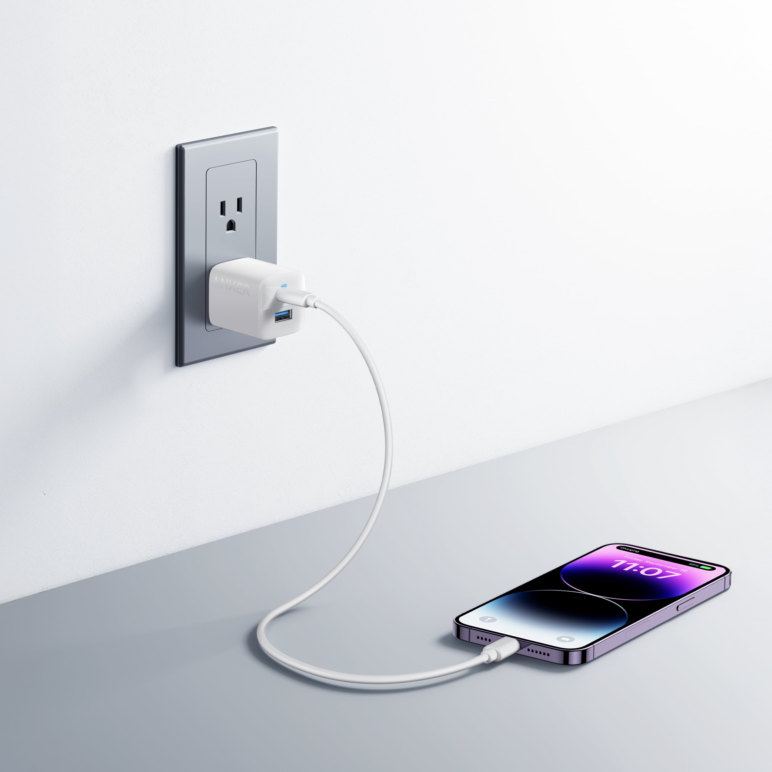 Anker 33W 2-Port Wall Charger with Foldable Plug, Compact Fast Charger, White (Cable Not Included)