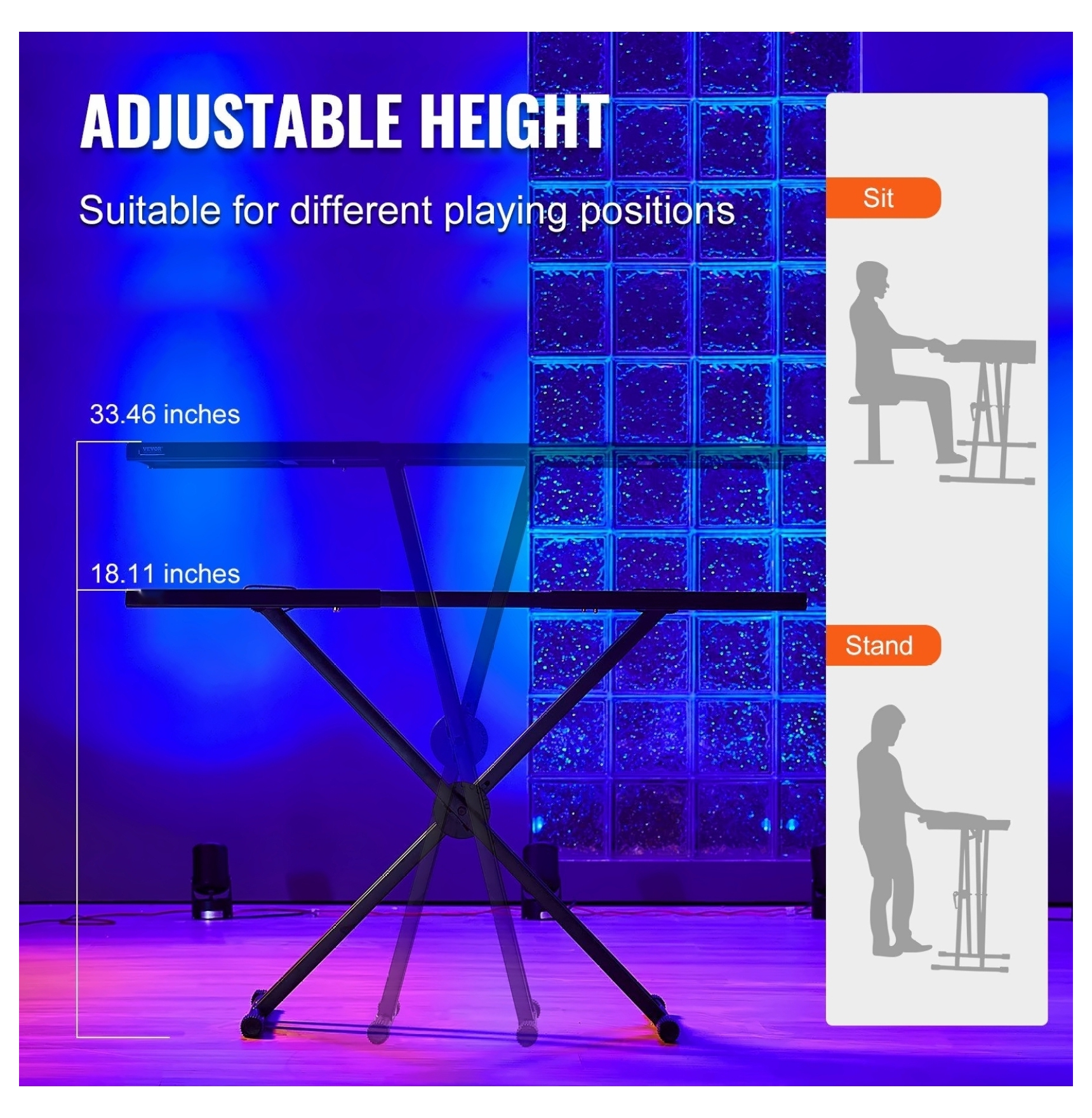 DJ Table Stand, Portable Adjustable Height DJ Equipment Table with Keyboard Shelf, Heavy Duty Alloy Steel, 32-43 Inch Tabletop, for Stage, Club, Party