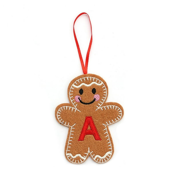 Adornos de jengibre con iniciales del alfabeto Monograma de jengibre Adorno colgante para el árbol de Navidad con la letra del apellido Decoración para el árbol de Navidad