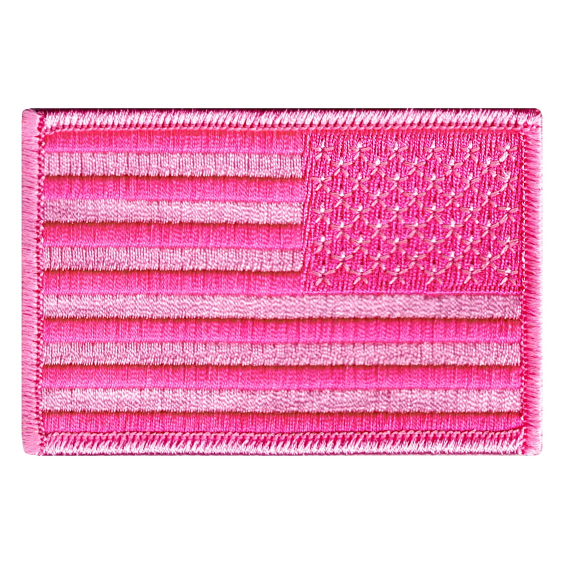 American Flag Reversed Iron On Embroidered Patch Pink