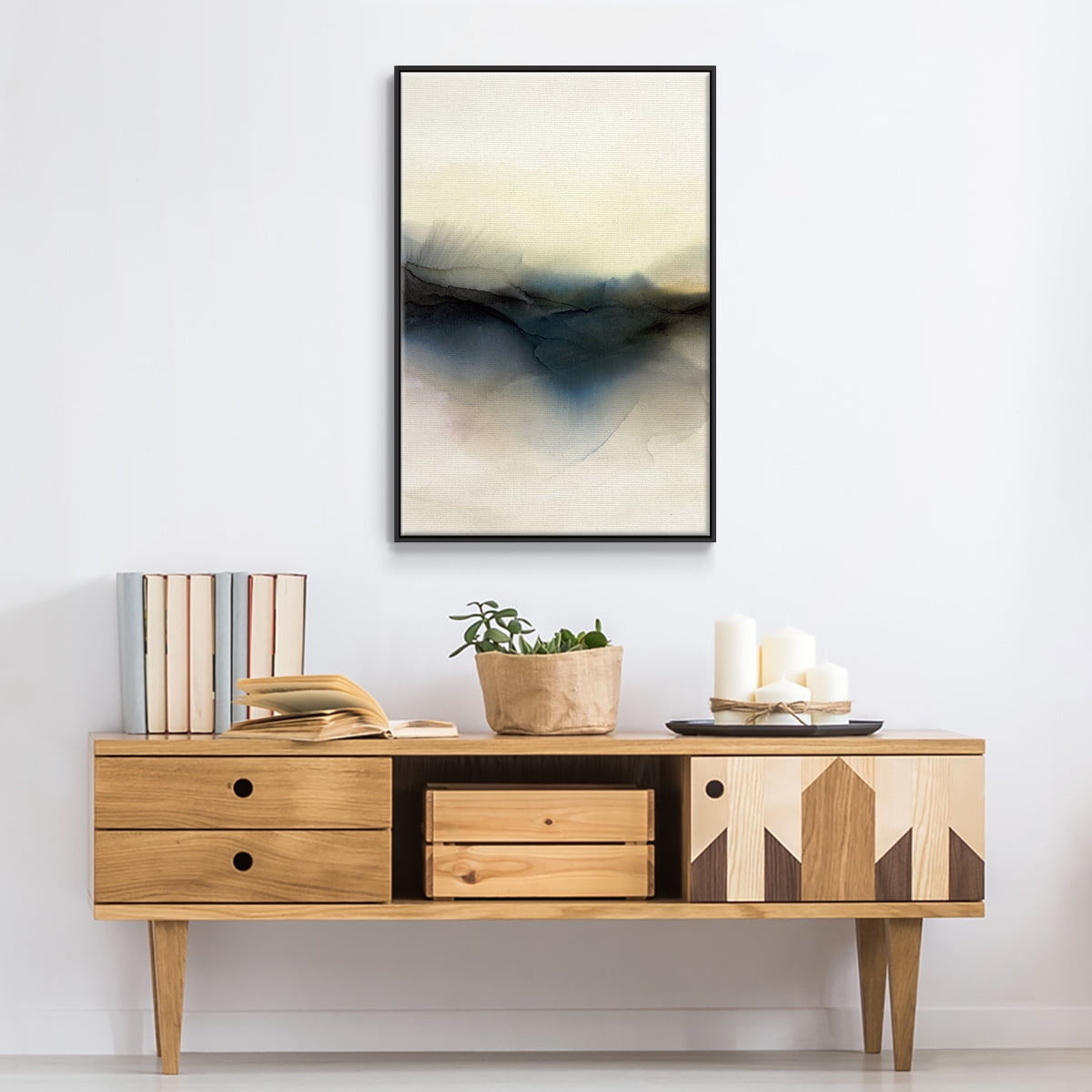 Continuum I Framed Premium Gallery Wrapped Canvas - Ready to Hang - 25 x 37 - Black Floating Frame