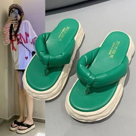 

AYYUFE Women Flip Flops Fashion Thick Sole Anti-Skid Round Toe Sandals Peep Toe Lightweight Slippers Indoor Outdoor Summer Beach Classics Ladies Shoes