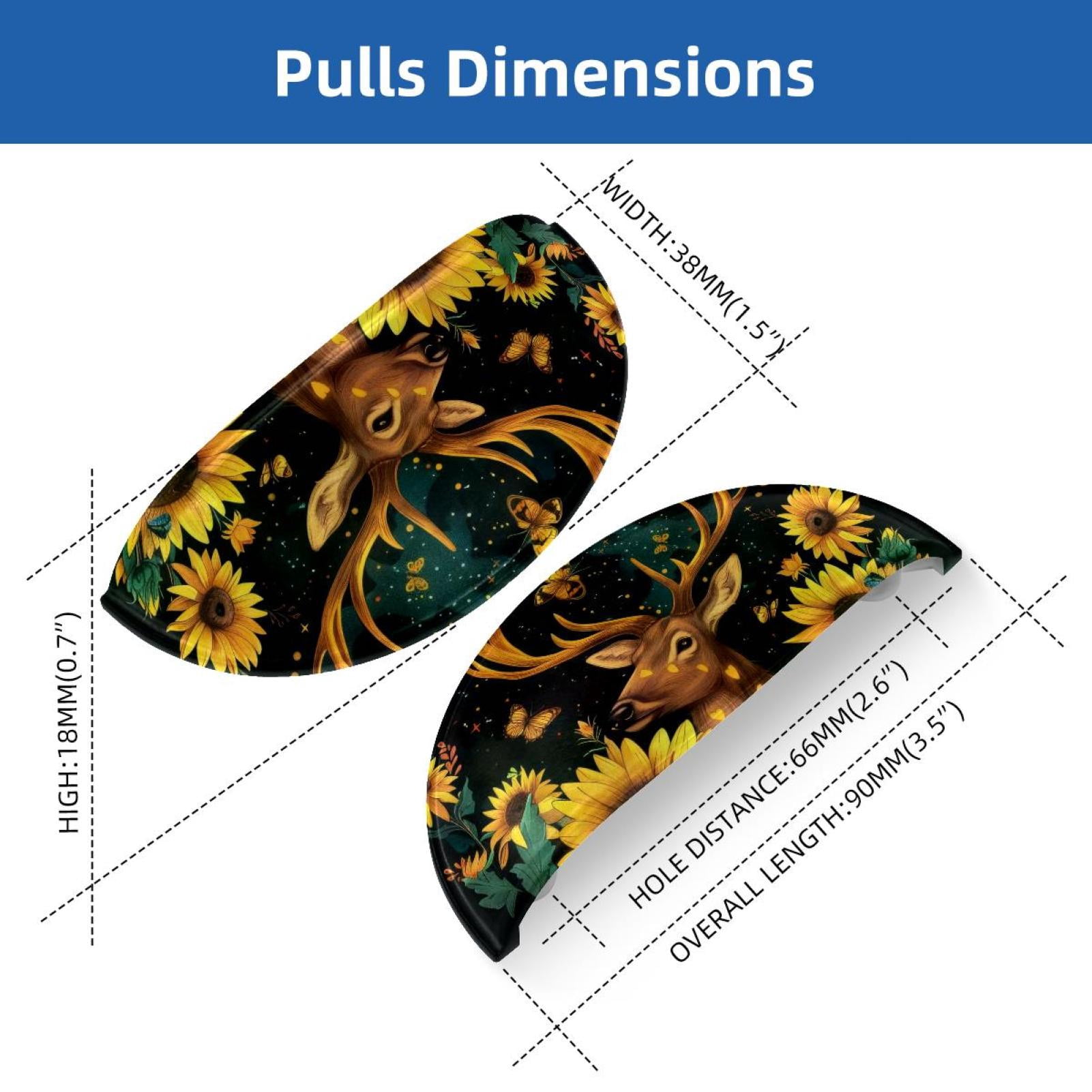 PhooArto 6 Pcs Cup Drawer Pulls, Galaxy Butterflies Sunflower Deer Shell Shape Handles Cabinet Knobs for Dresser Cupboard Closet Wardrobe with Screws