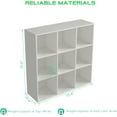 thumbnail image 2 of 9-Cube Storage Shelf Bookcase - Wooden 3-Tier Floor Standing Open Bookshelf for Home and Office, Display Cabinet, Warm White, 2 of 12