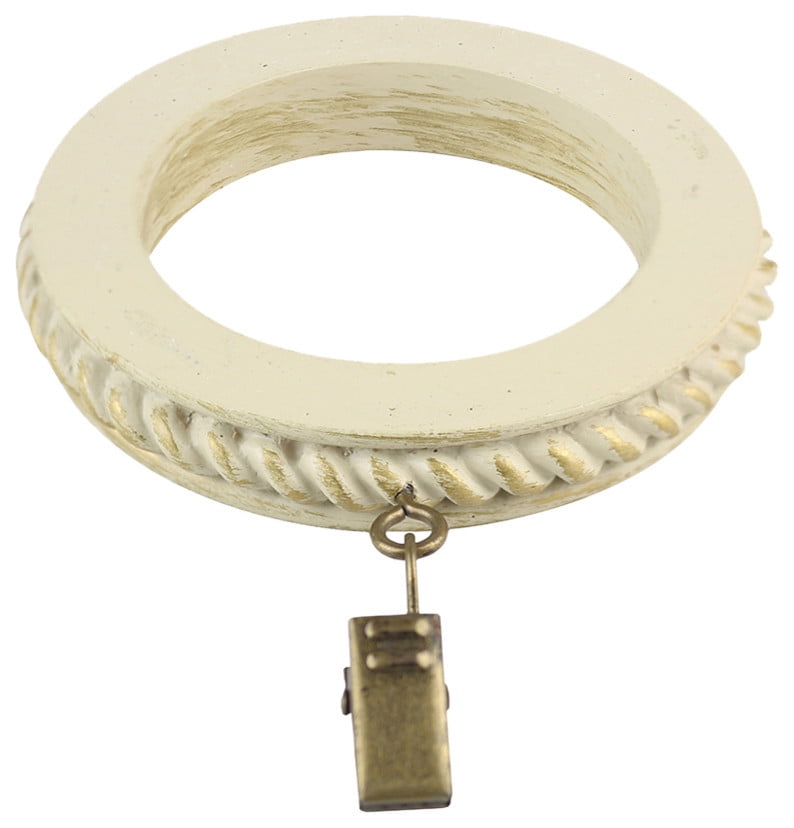 Urbanest 2 1/2" Beaded Designer Curtain Rings, Gilded French White, Set