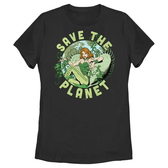 Women's Batman Save the Planet Poison Ivy  Graphic Tee Black Large