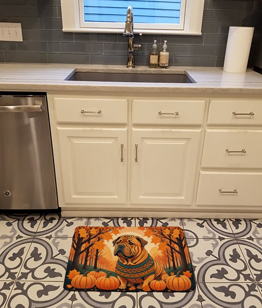 Carolines Treasures DAC1070RUG 19 x 27 in. Unisex Shar Pei Fall Memory Foam Kitchen Mat