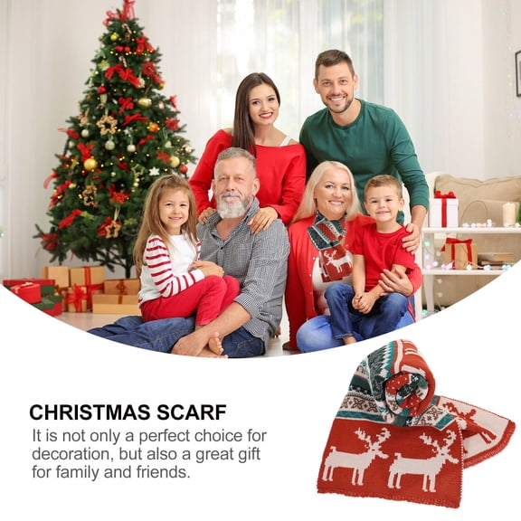 LEORX 1Set Deer Themed Head Scarf Rust Red Imitation Silk Simple Style Warm for Winter Use