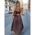 thumbnail image 6 of Women'S Spaghetti Strap All over Striped High Waist Flowy A-Line Maxi Casual Dress Navy Blue L, 6 of 9