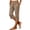 29# Khaki, variant on Women's Linen Elastic Waist Capri Pants Trendy Side Split Knee Length Cropped Pants with Pockets