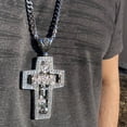 thumbnail image 2 of Mens Huge See Through Combo Cross Pendant Necklace Jesus Last Supper Praying Hands  Silver Tone Cuban Hip Hop Chain 30" Inch, 2 of 17