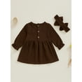 thumbnail image 5 of aturustex Little Girls A-line Princess Dress Toddler Baby Long Sleeve Casual Dress Crewneck Swing Dress Lace Collar Babydoll Dress with Headband Infant Kids Fashion Cute Autumn Clothes 0-3T, 5 of 7