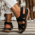 thumbnail image 6 of WIZUTIZ Wedge Sandals for Women Sandals Women Comfortable Workout Stretchy Beach Sandals Pull-On Round Toe Shoes Flat Heel (O"-1) Medium Solid Sandals for Older Women Holiday Holiday Deals Black, 6 of 6